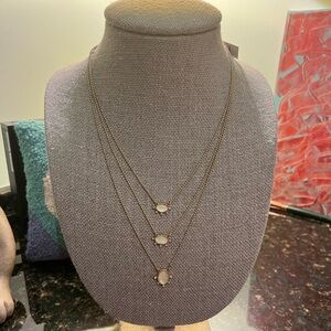Lucky Brand Gold Three Strand Mother of Pearl Necklace